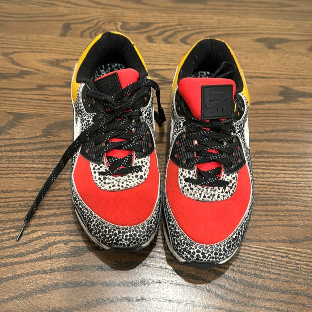 Nike Air Max 90 Safari Black Sneakers Red Yellow Retro OG DC9446-001 Womens Size